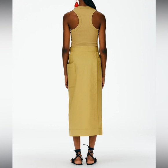 Tibi Eco Poplin Lean Back Wrap Skirt Khaki size 2 - Picture 2 of 3